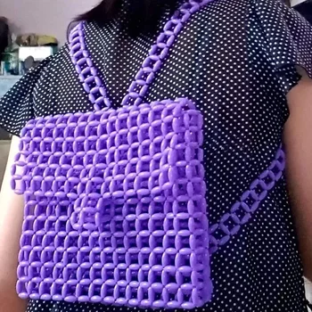  Модные студенческие сумки для женщин на заказ 2024 Новый рюкзак с бисером, женская сумка ручной работы из акрила фиолетового дерева, расшитая бисером