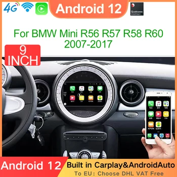  Android 12 Snapdragon Автомобильный Мультимедийный Плеер GPS Carplay Радиоэкран Для BMW MINI COOPER R56 R57 R58 R60 2007-2017 Wi-Fi 4G