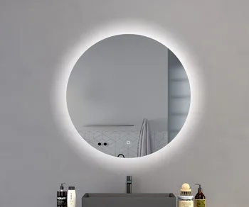  Роскошное зеркало в ванной комнате отеля с сенсорным переключателем, Дефоггер, Круглые светодиодные фонари, зеркало для ванны