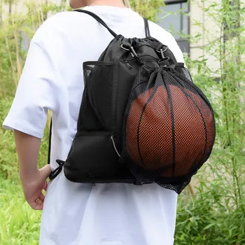  Сетчатая уличная портативная спортивная сумка для мяча, рюкзачные сумки, баскетбольный рюкзак, сетчатая сумка для хранения на шнурке