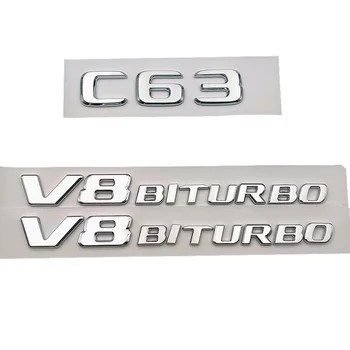  3d ABS Хромированные Буквы Автомобильный Стайлинг Значок Заднего Багажника C63 Логотип Боковое Крыло V8 Битурбированная Эмблема Для Mercedes W205 W204 Автомобильные Аксессуары