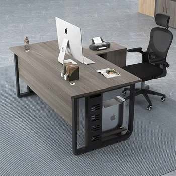  Угловой офисный стол С выдвижными ящиками на длинной полке, компьютерные столы, Школьная офисная мебель