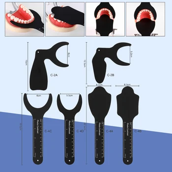  Набор стоматологических ортодонтических контрастных изображений на черном фоне, Оральная пластина для щек со шкалой, инструменты стоматолога, подлежащие автоклавированию