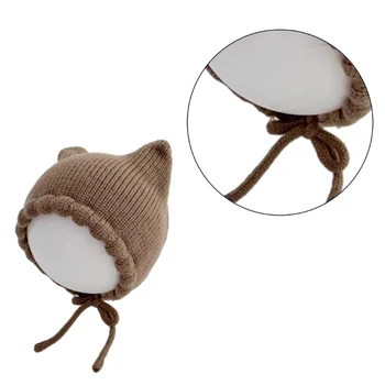  Зимняя детская вязаная шапка N80C, теплая и стильная шапочка для младенцев, шапка для защиты ушей, удобная шапка для мальчиков и девочек
