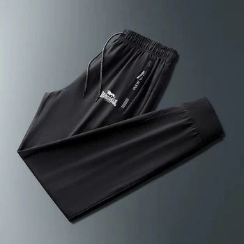 Мужские брюки из ледяного шелка LONSDALE со средней талией, свободные дышащие повседневные брюки с прямыми штанинами, тонкие быстросохнущие спортивные брюки