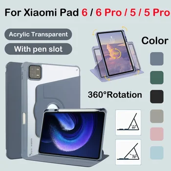 Вращающийся На 360 ° Чехол Для Xiaomi Pad 6 Pad 6Pro 5 Pro 11,0 дюймов Redmi Pad Se 2023 Прозрачная Акриловая Подставка С Прорезью Для Ручки