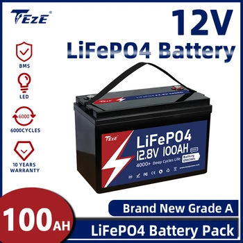  TEZE 12V 100AH LiFePO4 Аккумулятор Bulit-in Bluetooth BMS Перезаряжаемые Литиевые Аккумуляторы Для RV Off-Road Solar Energe