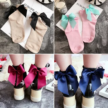  7 цветов Шикарная уличная одежда, женские носки с бантиком ярких цветов, повседневные женские короткие носки контрастного цвета, милые девушки Lolita Sox