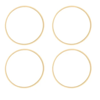  4X Бамбуковые кольца мечты, деревянный круг, круглый Ловец, сделай Сам Обруч для цветочного венка, Декор для дома и сада, 18 см