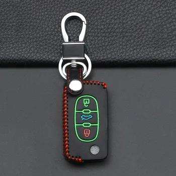  3 Кнопки Флип Складной Светящийся Кожаный Чехол Для Ключей Автомобиля Fob Skin Protect для PEUGEOT 207 407 307 308 607 для Citroen C2 C4 C5