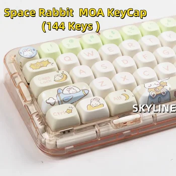  144 Клавиши Space Rabbit Theme MOA Profile Key Cap MAC Cute Meow Square PBT Keycaps Термосублимационные Механические Клавиатуры Keycaps