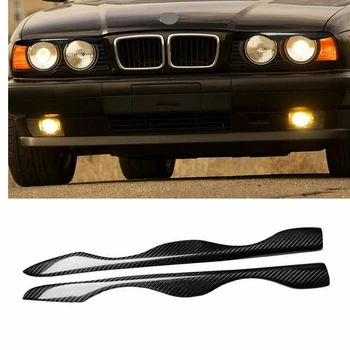  2ШТ Фара для бровей Наклейка на фару Передний головной свет Крышка лампы Накладка для бровей для BMW 1988-1996 5-Series E34