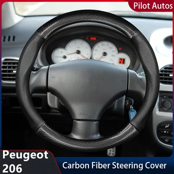  Без запаха Тонкий для Peugeot 206 Кожаный чехол на руль из углеродного волокна 206CC 1.6 1.4 2004 2005 2006 2007 2008