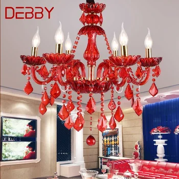  Хрустальная Подвесная лампа DEBBY в европейском стиле Лампа с красной Свечой Роскошная Гостиная Ресторан Спальня Вилла Люстра