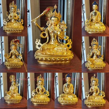  оптовая продажа позолоченная латунная статуя Будды Буддизм Защита ДОМА семьи храма Гуаньинь Тара Шакьямуни Гуру Ринпоче Ваджрасаттва