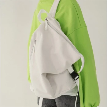  Холщовый рюкзак большой емкости Для путешествий, школьный рюкзак для мужчин и женщин Ins, Модный, Черный, Белый, простой, многофункциональный