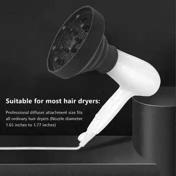  Универсальная складная насадка-диффузор для фена для волос, Складная Портативная конструкция для путешествий, складная Конструкция Подходит для большинства фенов для волос-Черный