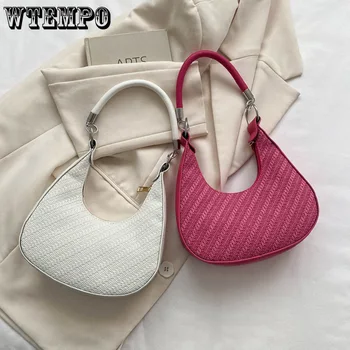  Женская сумка-хобо, простая повседневная винтажная мини-сумка через плечо, роскошная сумка, модная розово-красная сумка для подмышек, прямая поставка