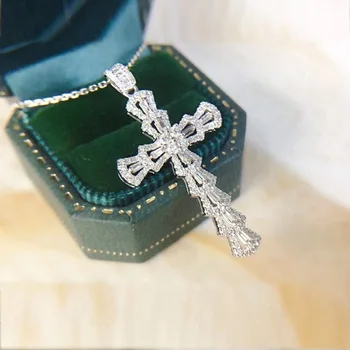  Роскошное сверкающее ожерелье с подвеской в виде креста из циркона для женщин, Темпераментное Банкетное Свадебное ожерелье, ювелирные изделия