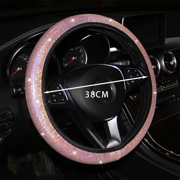  Чехол для рулевого колеса из автомобильных страз со сверкающим кристаллом, защита рулевого колеса внедорожника, подходит для автомобиля с диагональю 14,5-15 дюймов.