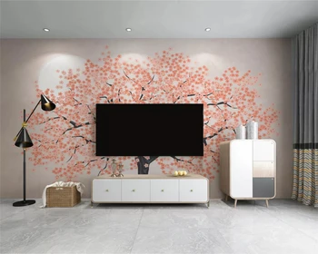  beibehang Индивидуальные современные модные обои Nordic modern рисованные от руки цветы сакуры дерево удачи фон 3d обои