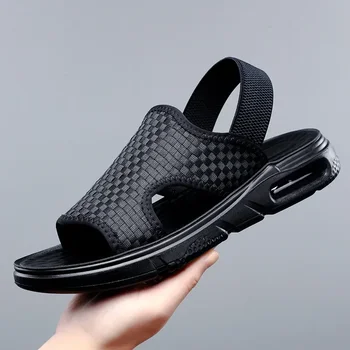  Мужские повседневные спортивные тапочки для пляжного отдыха на открытом воздухе, модная Корейская мужская обувь на воздушной подушке, легкие удобные тапочки для ходьбы 2024