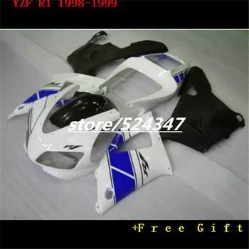  Привет-Изготовленные на заказ бесплатные мотоциклетные пластиковые детали обтекателей для 1998 1999 YZFR1 98 99 YZF R1 бело-синие комплекты обтекателей кузова Yamaha