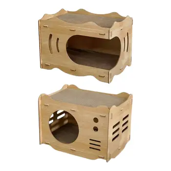  Кошачье гнездо с когтеточкой Удобный протектор для деревянной мебели Тренировочные Игрушки Доска для заточки когтей в помещении Декоративная Кошачья кровать