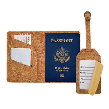  Портативный пробковый держатель для паспорта с защитой от потери, стильный и красивый набор биоразлагаемых жетонов для багажа