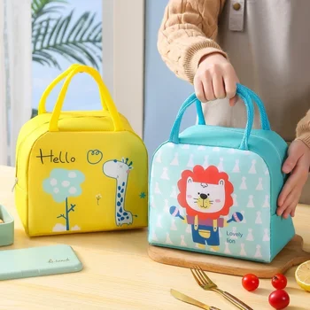  Детская переносная сумка для ланча с мультяшным рисунком из алюминиевой фольги, студенческая, офисная, многоразовая, герметичная сумка-холодильник