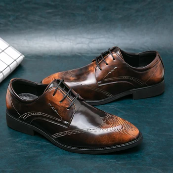  Роскошная брендовая мужская обувь из натуральной кожи, банкетная официальная обувь с острым носком, Мужская деловая обувь, офисная повседневная обувь, Большой размер： 38-48