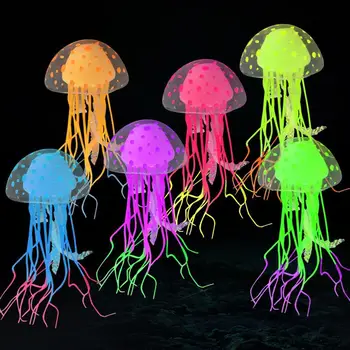  1шт Мягкая Силиконовая Имитация Светящейся Медузы Флуоресцентные Украшения из медуз для озеленения Аквариума Оптом
