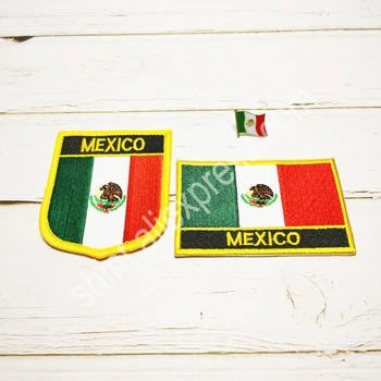  Нашивки с вышивкой Национального флага Мексики, значок-щит и булавка квадратной формы, один комплект На тканевой повязке, украшение рюкзака.