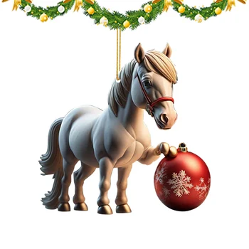  Украшение в виде лошадки Украшения в виде лошадки для рождественской елки 2D Акриловая подвеска-шарм на стену Зеркало заднего вида автомобиля Окно Рождество