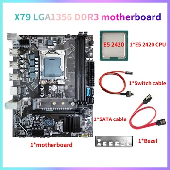  Комплект материнской платы компьютера X79 + процессор E5 2420 + Кабель переключения + Кабель SATA + Рамка LGA1356 Слот оперативной памяти DDR3 REG ECC M.2 NVME SATA3.0