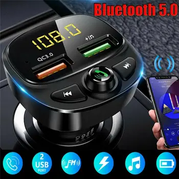  Беспроводной Bluetooth 5,0 FM-передатчик QC3.0, автомобильное USB-зарядное устройство, радиоплеер, быстрая зарядка, 3,0, Потоковая передача кристально чистой музыки