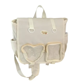  Простой и практичный рюкзак для девочек с прозрачным карманом, нейлоновый школьный рюкзак для ноутбука, школьная сумка JK 517D