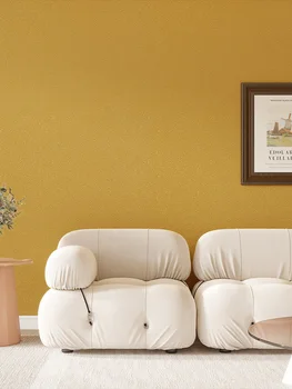  Ретро Желтые однотонные обои Американский Водонепроницаемый фон для телевизора и дивана Обои для гостиной спальни Современный минимализм