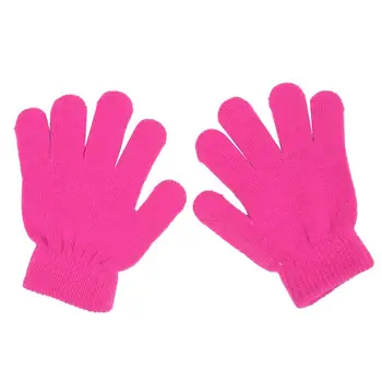  Однотонные зимние милые перчатки для маленьких мальчиков и девочек, вязаные эластичные варежки с острыми кончиками пальцев