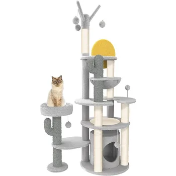  72-дюймовая башня из кошачьего дерева для комнатной кошки, мебель для котенка, Кондоминиум с когтеточками из сизаля, Товары для кошек и домашних животных, бесплатная перевозка