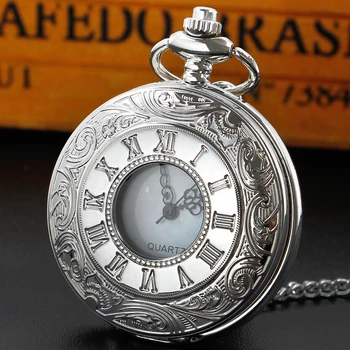  Изысканные римские цифровые кварцевые карманные часы в стиле ретро Подарок для мужчин и женщин Практичные Популярные карманные часы с цепочкой