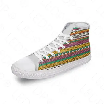  Парусиновая обувь с этническим племенным рисунком, Роскошная мужская и женская повседневная обувь, модные теннисные женские кроссовки на плоской подошве.