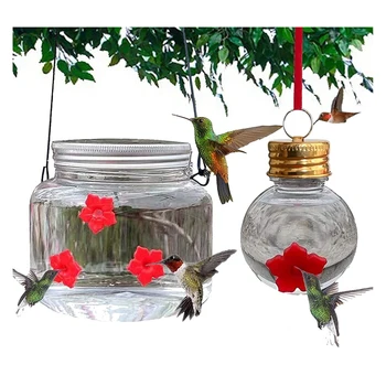  1 упаковка Кормушки Для Птиц Mason Jar С Отверстиями Для Подачи Цветов Для Наружного Подвесного Украшения Сада Во Дворе