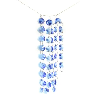  5 м/50 м Синий кристалл 14 мм Бусины с кольцами Стеклянные нити для свадебных занавесок, гирлянды, цепочки Для украшения дома