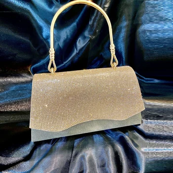  Женские сумки-клатчи с верхней ручкой, стильный клатч с блестящими бриллиантами, кошелек /сумочка/ сумка на цепочке через плечо для вечера/ вечеринки/ путешествия