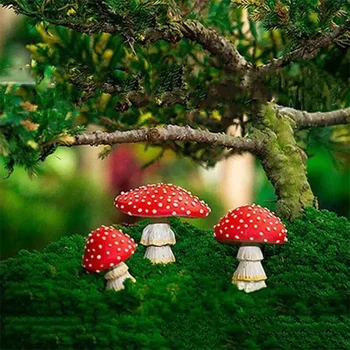  3 шт./компл. Мини-гриб Светится в темноте Орнамент Прочные Садовые фигурки грибов Из смолы Садовый Гриб DIY Ландшафтное ремесло