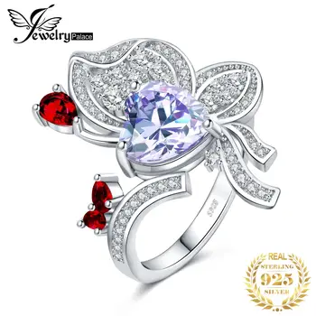  JewelryPalace, Новое поступление, Бабочка, сердце, 4,5 карата, Фиолетовый драгоценный камень, серебро 925 пробы, коктейльное кольцо для женщины, модное роскошное кольцо