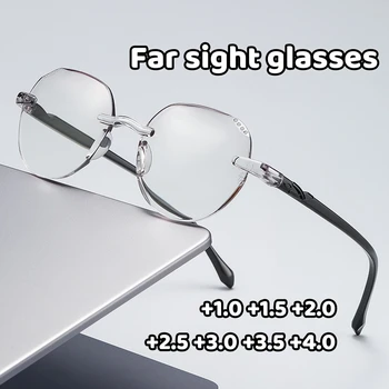  Сверхчистые цветные градиентные очки для чтения, полигональные легкие бескаркасные очки для дальнего обзора, очки для пресбиопии высокой четкости