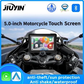  JIUYIN 5-дюймовый Портативный Экран Воспроизведения Мотоцикла Автомобиля GPS-Дисплей IPX7 Водонепроницаемый Монитор Для Беспроводного Apple CarPlay Android Auto