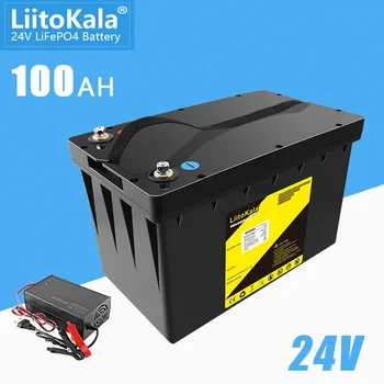 LiitoKala 24V 100Ah Lifepo4 Аккумуляторная Батарея Со 100A BMS Для Инвертора Солнечная Панель Скутер Резервная Мощность Лодка Свет 29,2 V 10A